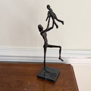 Abstract Mother and Child Metal Sculpture